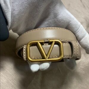 Gold-Tone Buckle Tan Leather Belt